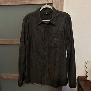 OVO | Men's Black Denim Long Sleeve Shirt-Size M
